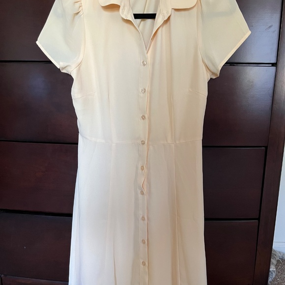 NWOT Rihoas Yellow Button Down Shirt Mini Dress - Picture 4 of 7